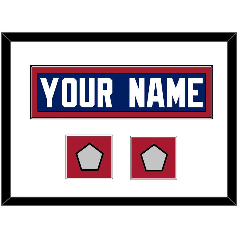 New York Nameplate & 2 Super Bowl Jersey Patches - Home Blue - Single Mat 1