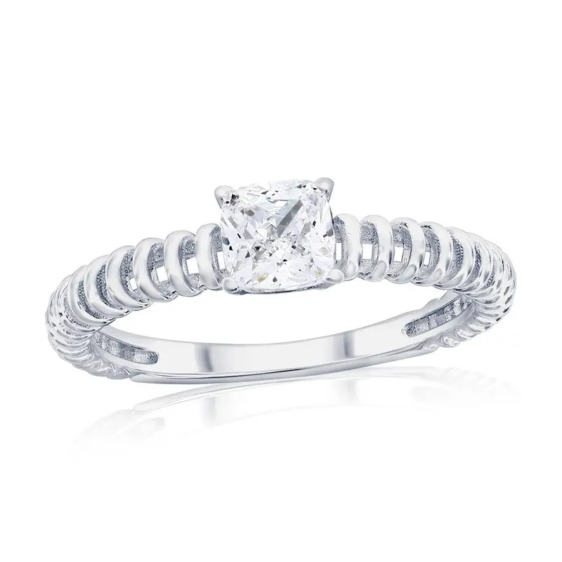 Sterling Silver, Square CZ Wire Design Ring
