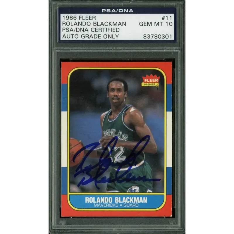 Rolando Blackman Signed Card 1986 Fleer #11 Auto Graded Gem 10! PSA/DNA Slabbed
