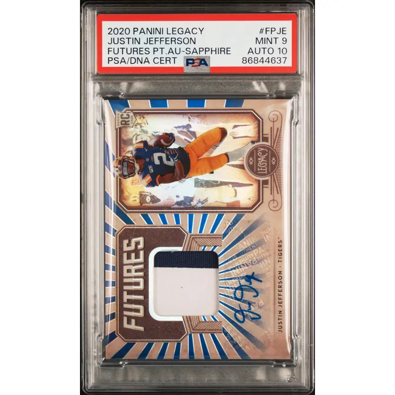 Justin Jefferson 2020 Panini Legacy Sapphire Patch Auto #8/25 PSA 9 Auto 10