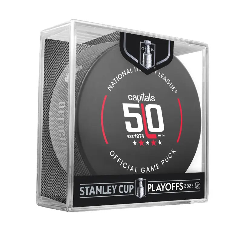 NHL Washington Capitals 2025 Official Playoffs Game Hockey Puck Design In Cube