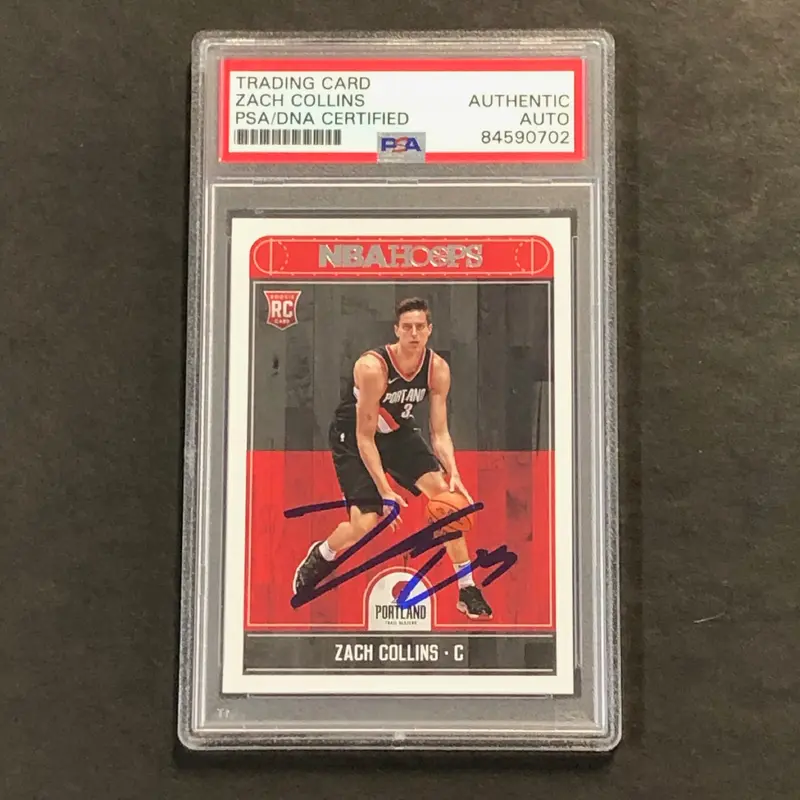 2017-18 NBA Hoops #260 ZACH COLLINS Signed Card AUT0 PSA Slabbed RC Blazers