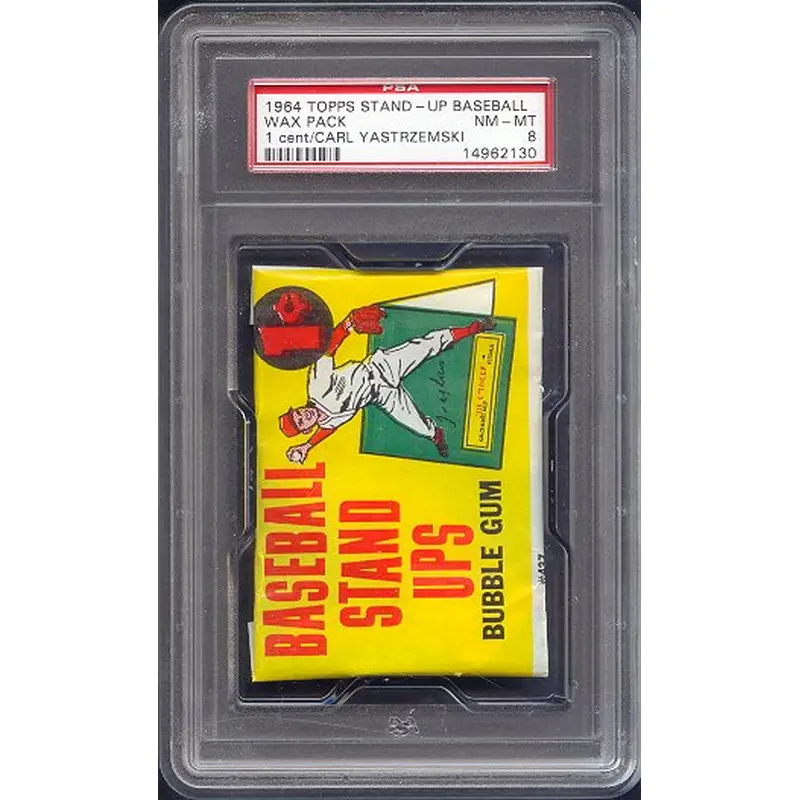 1964 Topps Baseball Unopened Stand Up 1 Cent Wax Pack PSA 8