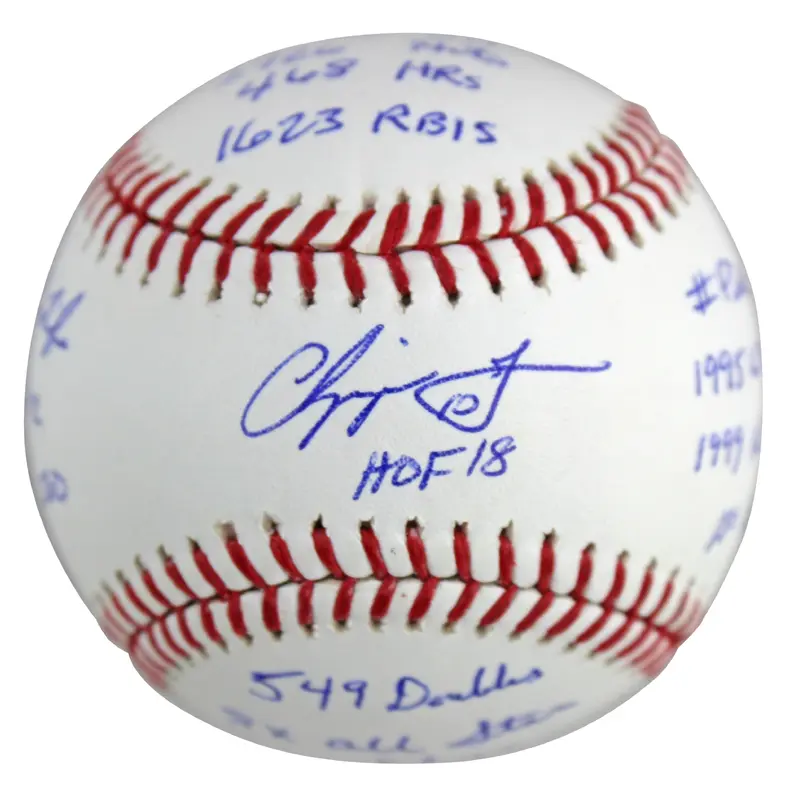 Braves Chipper Jones "Career Stat" Authentic Signed Oml Baseball Autographed BAS