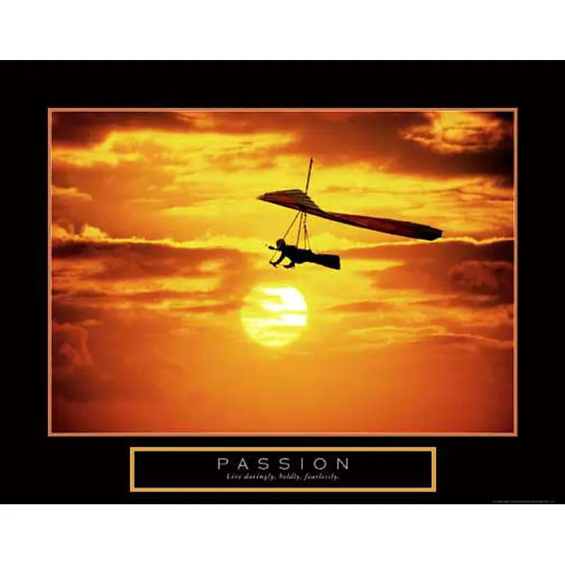 Hang Gliding "Passion" Inspirational Motivational Poster - Front Line