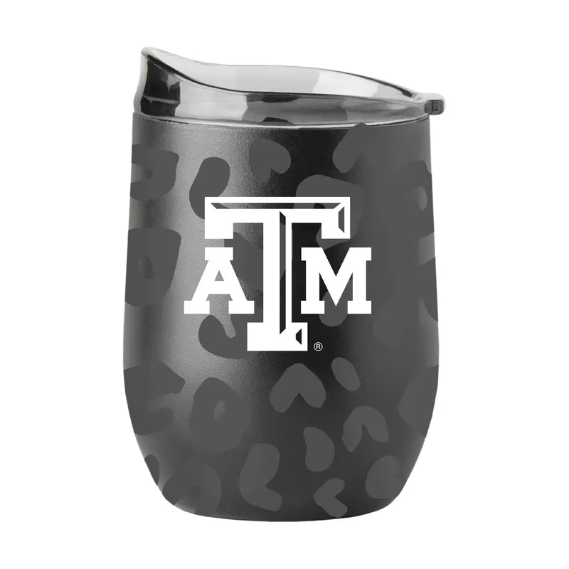 Texas A&M Leopard 16oz Black Powdercoat Curved Beverage