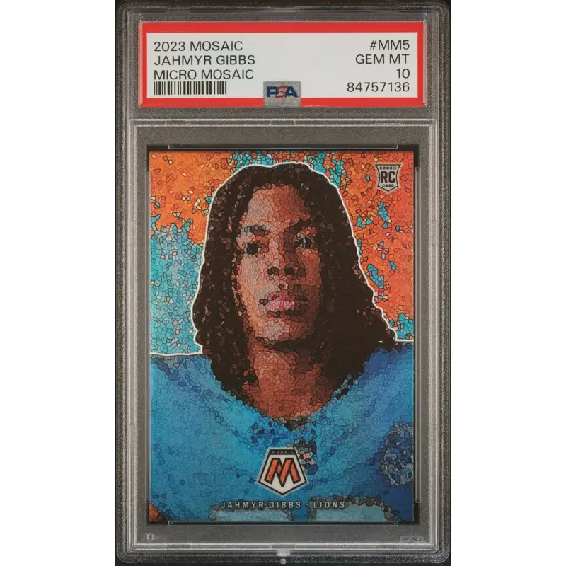 Jahmyr Gibbs 2023 Panini Mosaic Micro Mosaic Rookie PSA 10 Gem Mint