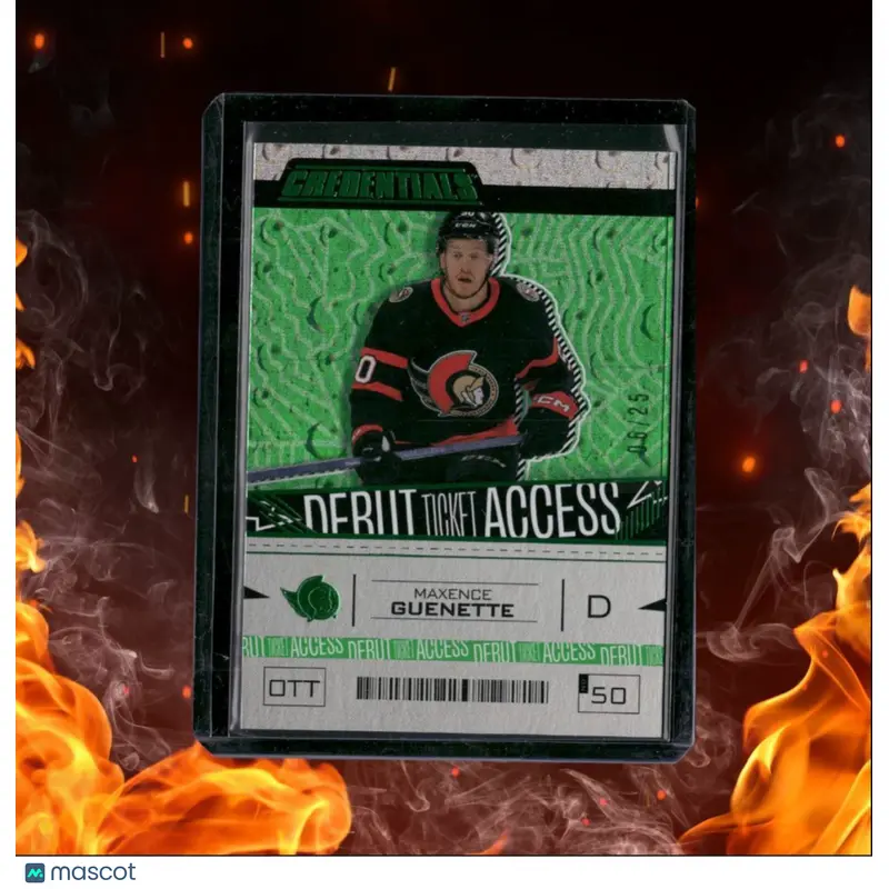 2023-24 Upper Deck Credentials Maxence Guenette Debut Ticket Green Rookie 06/25
