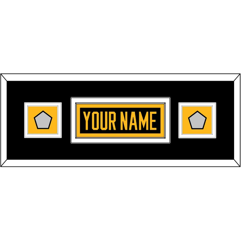 Pittsburgh Nameplate & 2 Stanley Cup Finals Patches - Home Black - Double Mat 6