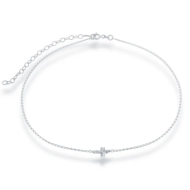 Sterling Silver Center Small Sideways Cross Choker
