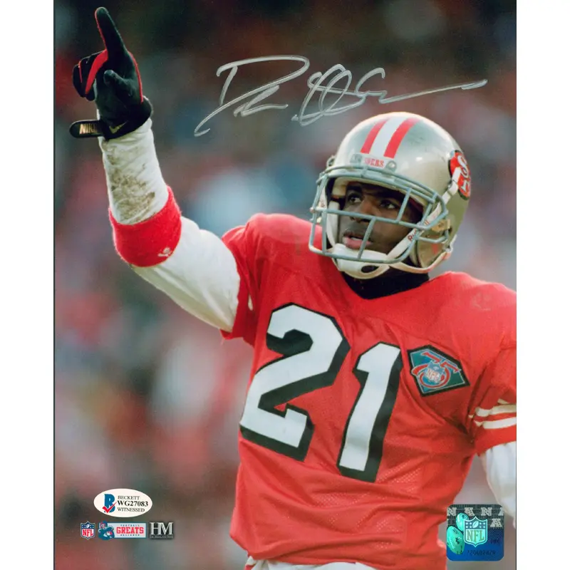 49ers Deion Sanders Authentic Signed 8x10 Vertical Photo BAS Witnessed