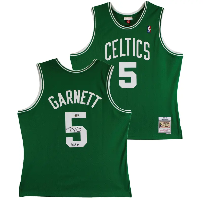 Celtics Kevin Garnett "HOF 20" Signed Green M&N HWC Swingman Jersey BAS Witness