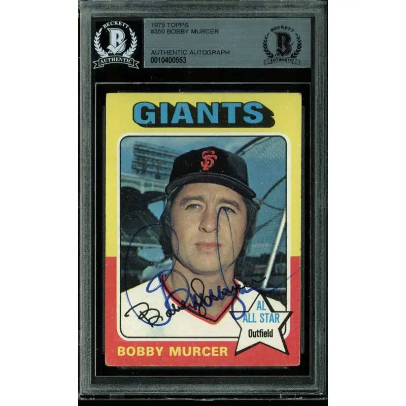 GIants Bobby Murcer Authentic Signed 1975 Topps #350 Card BAS Slabbed