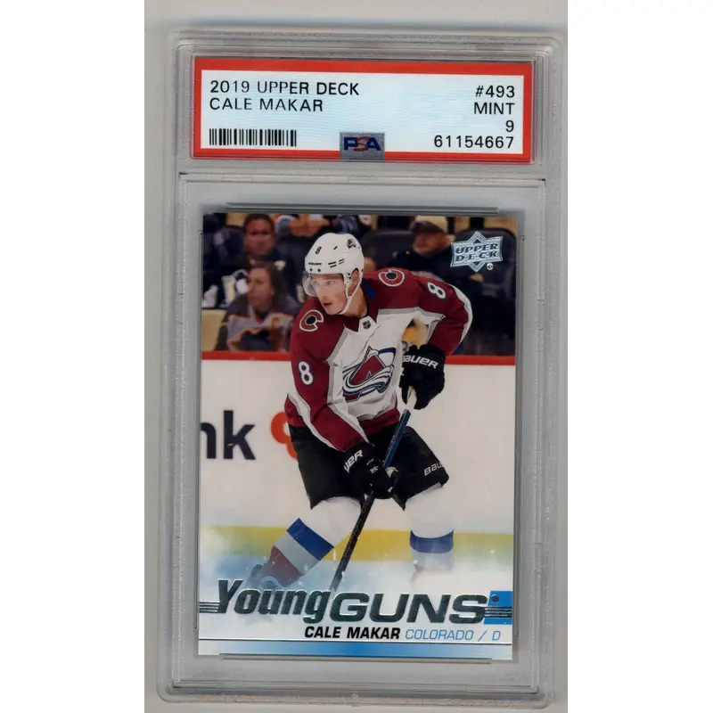 Cale Makar 2019-20 Upper Deck #493 Young Gun Rookie Card PSA 9 Mint