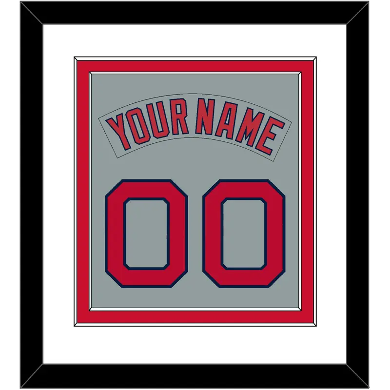 Boston Nameplate & Number (Back) Combined - Road Gray (1992-2008) - Double Mat 1