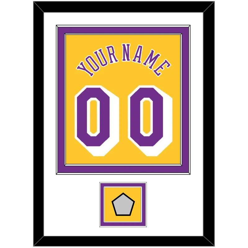 Los Angeles Name & Number With Trophy Patch - Home Yellow (1978-1997) - Double Mat 1