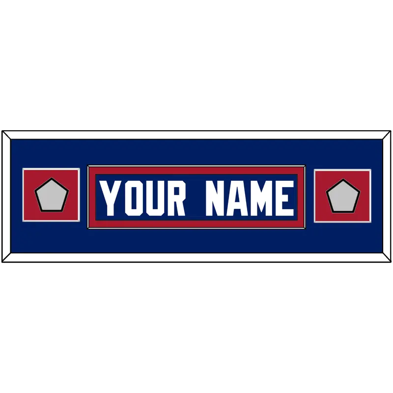 New York Nameplate & 2 Super Bowl Jersey Patches - Home Blue - Single Mat 4