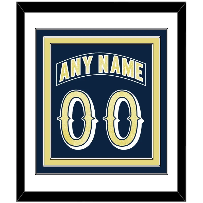 Notre Dame Hockey Nameplate & Number (Back) Combined - Road Blue - Triple Mat 1