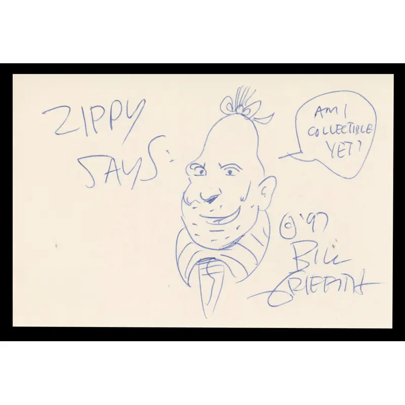 Bill Griffith "I collectible yet?" Sketch Signed 4x6 Index Card BAS #BT02535