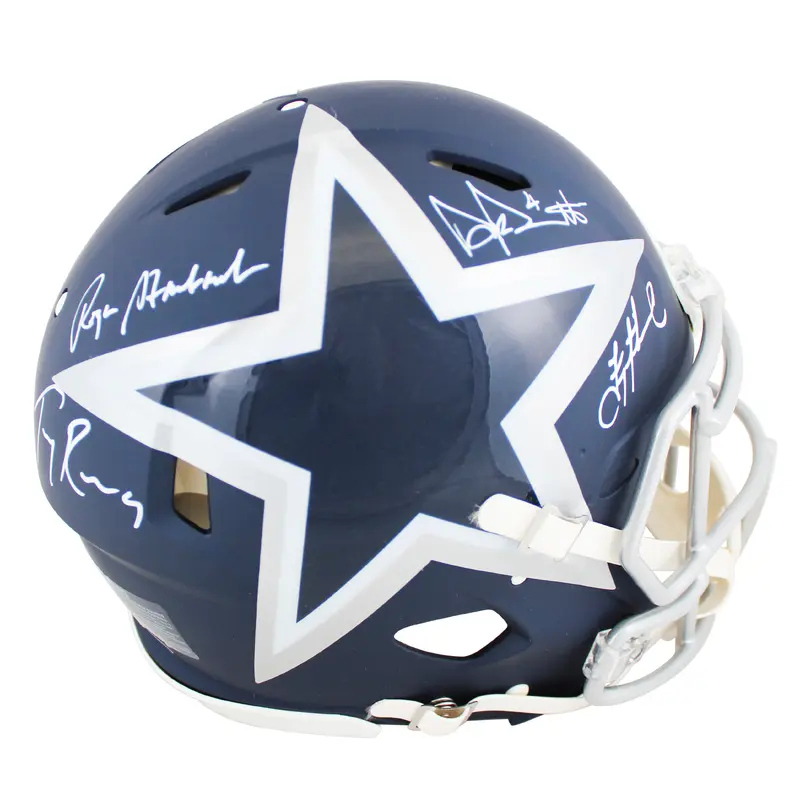 Cowboys QBs (4) Aikman Staubach +2 Signed Amp Full Size Speed Proline Helmet BAS