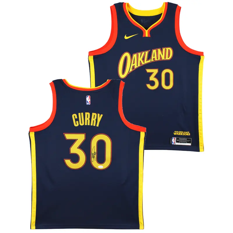 Warriors Stephen Curry Authentic Signed Navy Blue Nike Swingman Jersey JSA