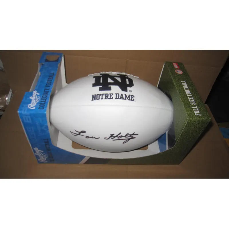 Lou Holtz Autographed Notre Dame Logo Rawlings Football, Steiner COA