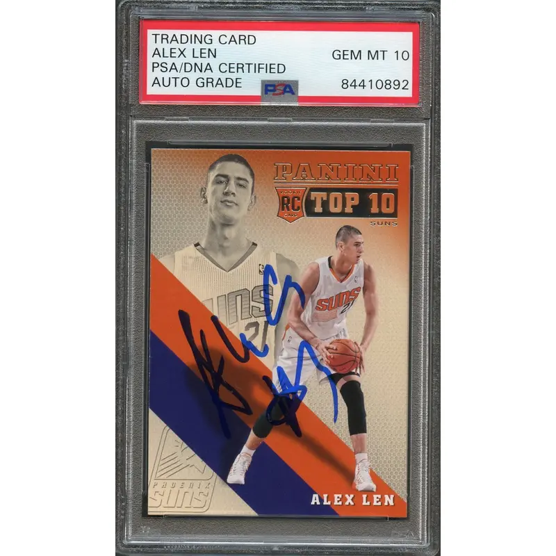 2013-14 Panini TOP 10 #10 ALEX LEN Signed Card AUTO 10 PSA Slabbed RC Suns