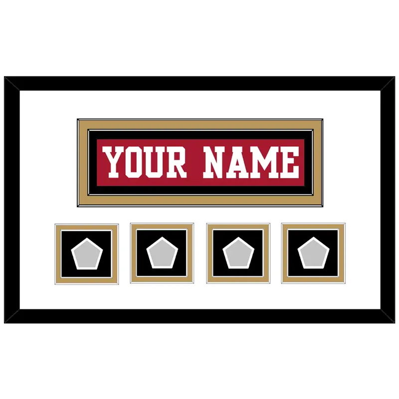 San Francisco Nameplate & 4 Super Bowl Patches - Home Red - Double Mat 2