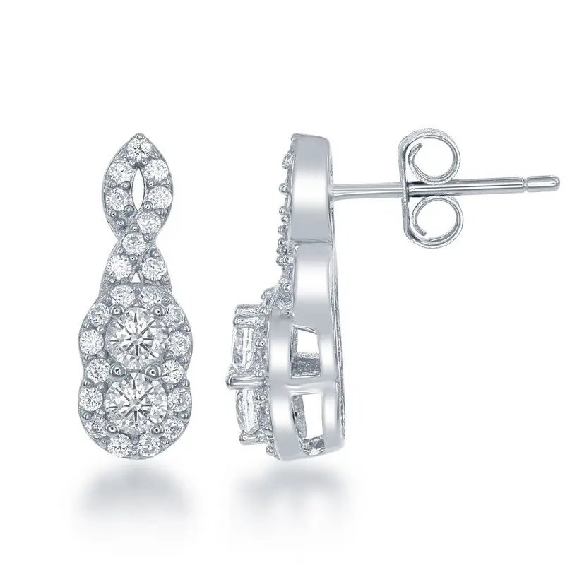 Sterling Silver CZ "Us2gether" Earrings