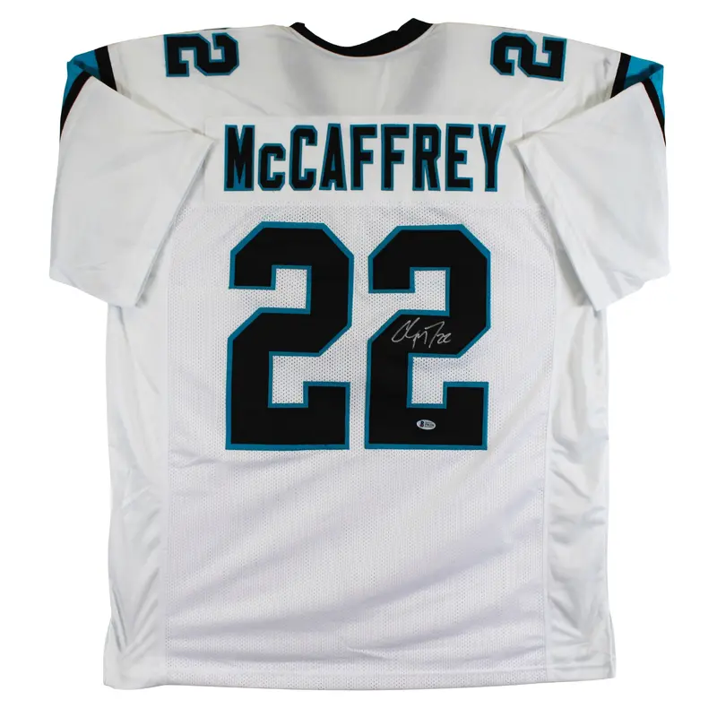 Christian McCaffrey Authentic Signed White Pro Style Jersey BAS #P06330