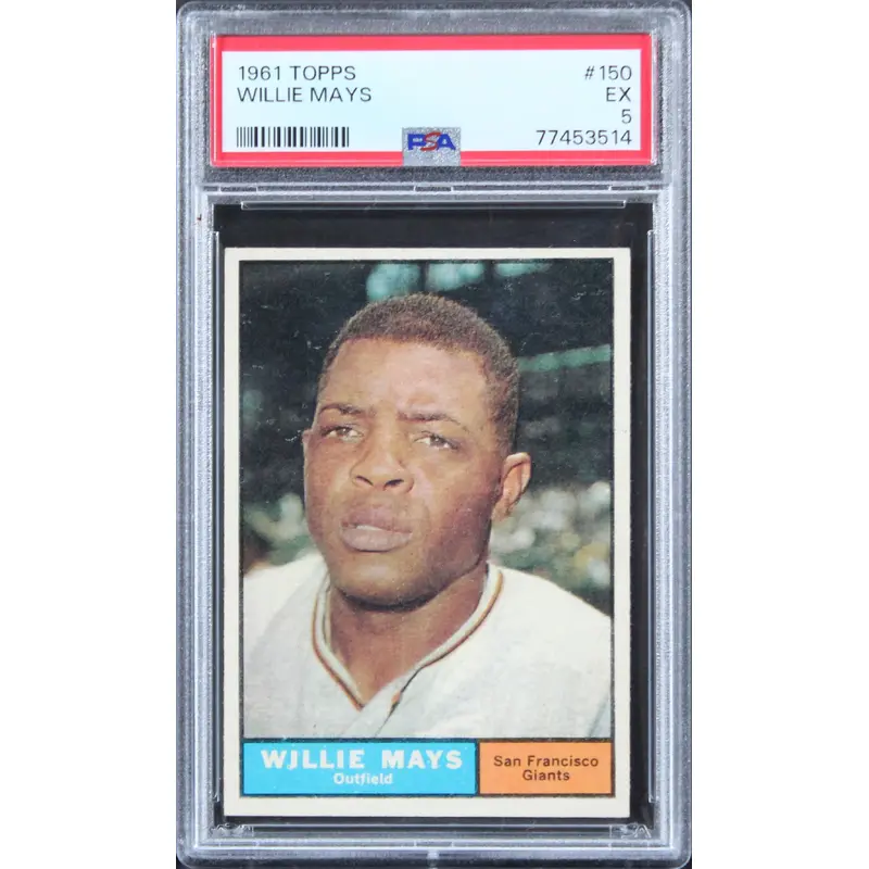 Giants Willie Mays 1961 Topps #150 Card Graded EX-5 PSA Slabbed