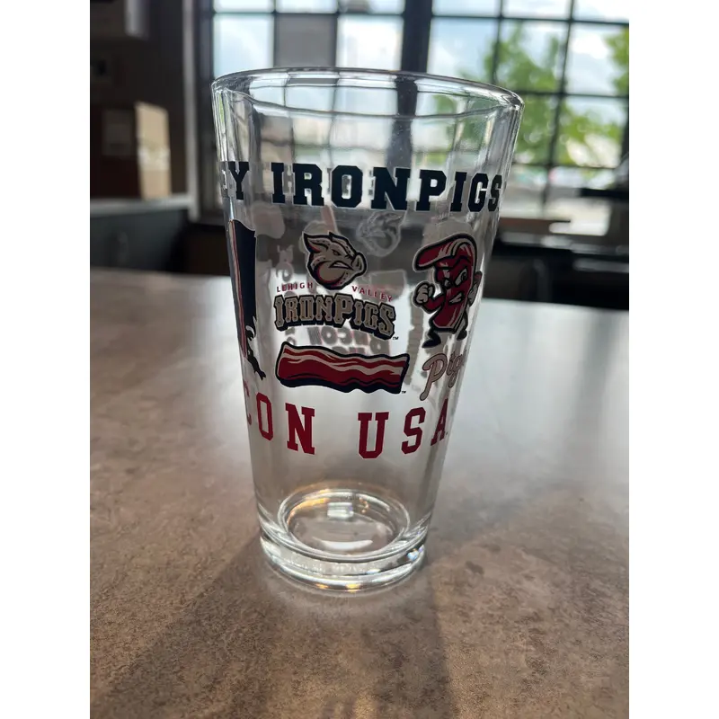 16OZ PINT IRONPIGS Logo Glass