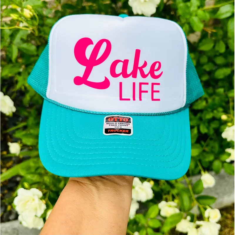 Lake Life DTF Printed Jade & White Trucker Hat