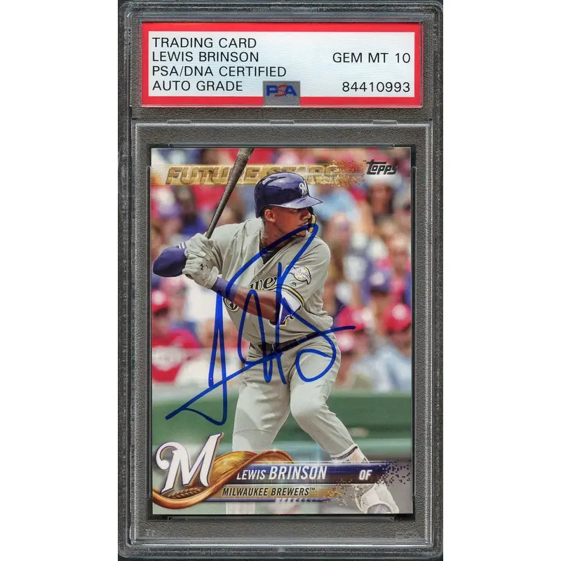 2018 Topps Series 1 #296 Lewis Brinson Signed Card PSA Slabbed Auto 10 Brewers