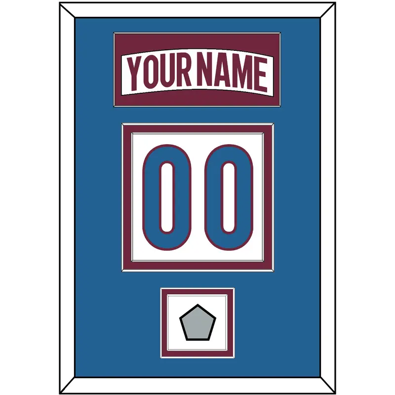 Colorado Nameplate & Number (Back) With Stanley Cup Finals Patch - Road White - Double Mat 4