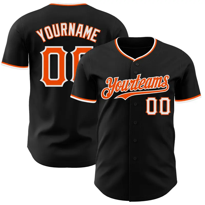 Custom Black Orange-White Authentic Baseball Jersey