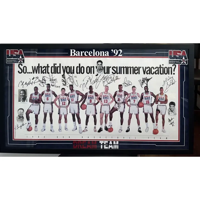 1992 Dream Team Olympics Team USA Signed Poster Photo Michael Jordan PSA DNA COA
