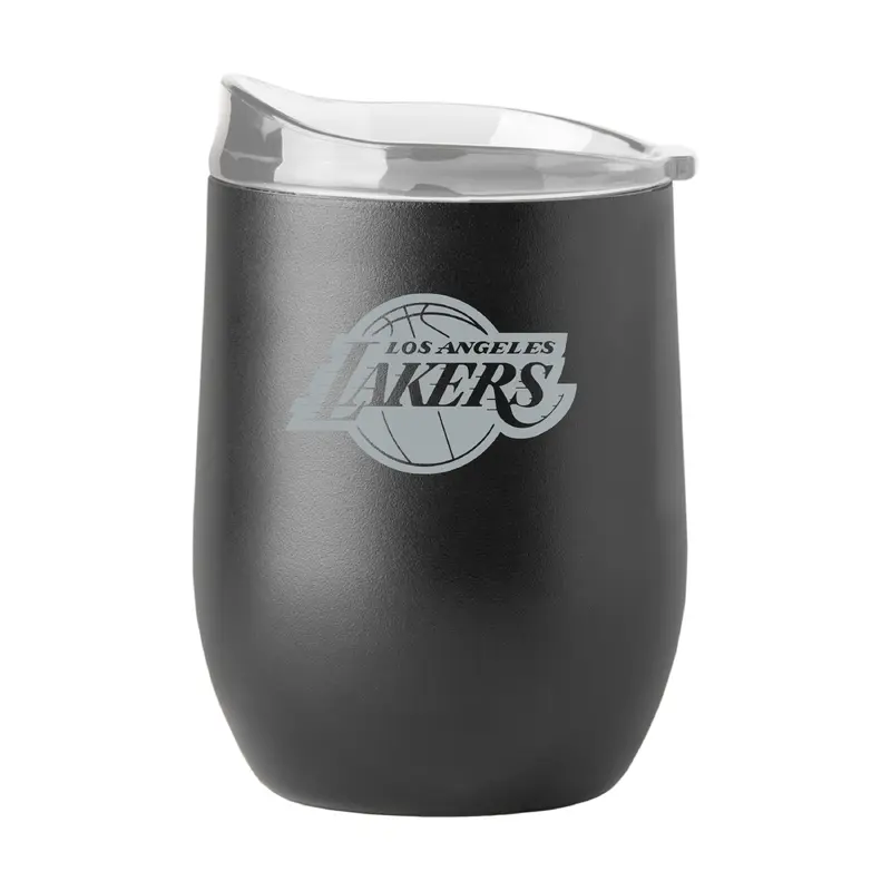 LA Lakers Black 16oz Etch Powder Coat Curved Beverage
