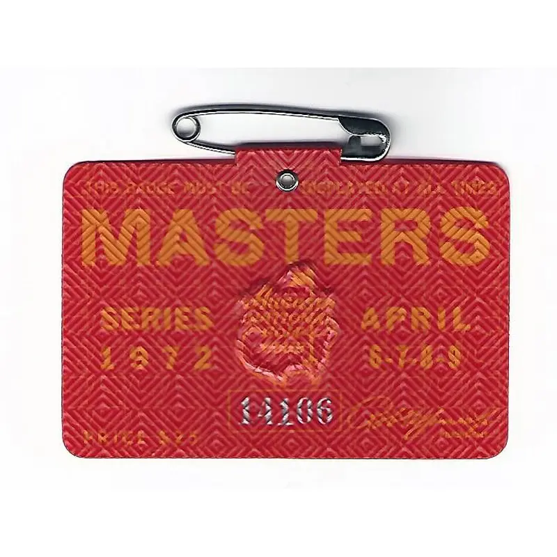 1972 Masters Augusta National Golf Club Badge Ticket Jack Nicklaus Wins PGA