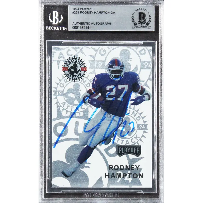 Giants Rodney Hampton Authentic Signed 1994 Playoff #251 Card BAS Slabbed
