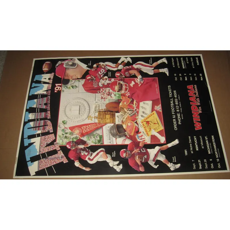1991 Indiana University Football Schedule Poster 17x24
