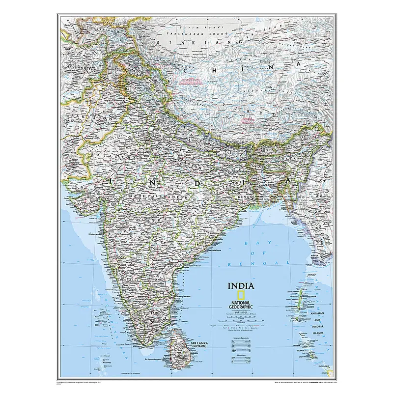 Map of INDIA National Geographic Classic Edition 23x30 Wall Map Poster - NG Maps