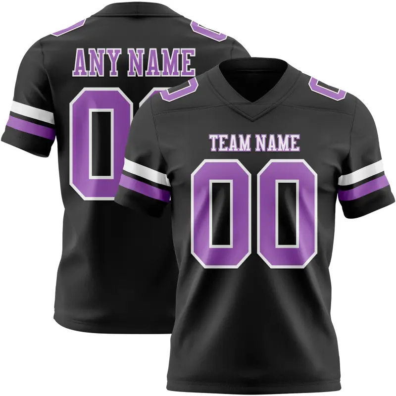 Custom Black Medium Purple-White Mesh Authentic Football Jersey