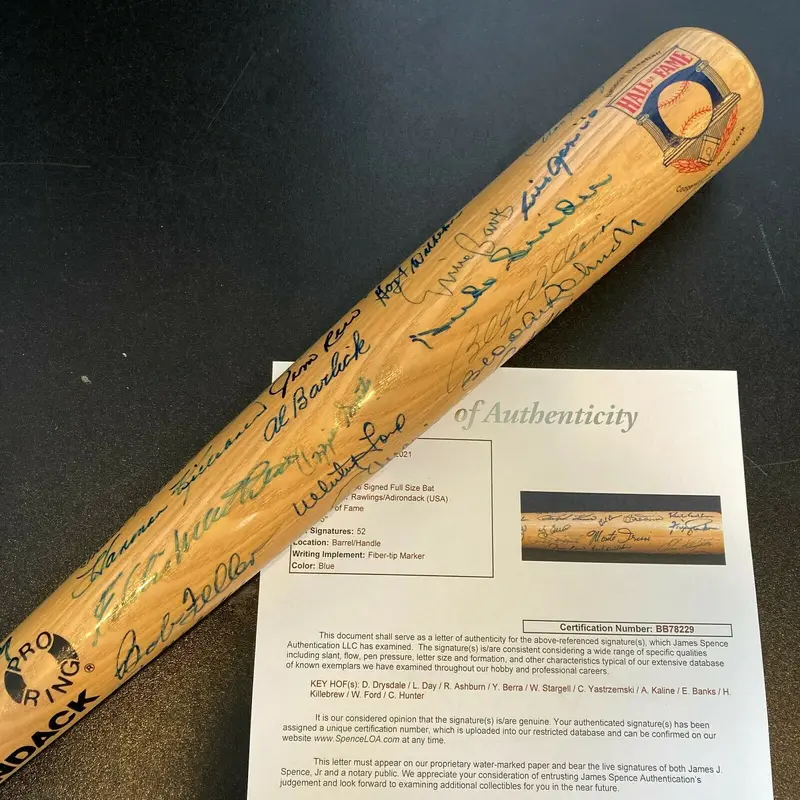 Hall Of Fame Legends Multi Signed Bat 51 Sigs Ernie Banks Carl Yastrzemski JSA