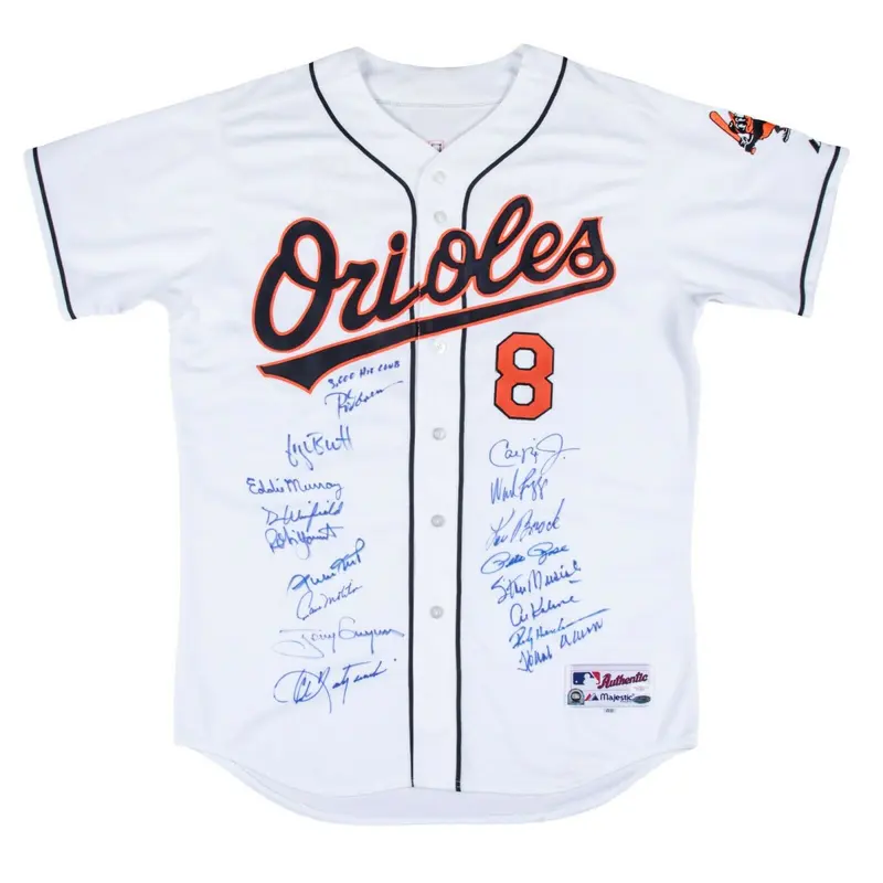 The Finest 3,000 Hit Club Signed Jersey 17 Sigs Hank Aaron Willie Mays JSA COA