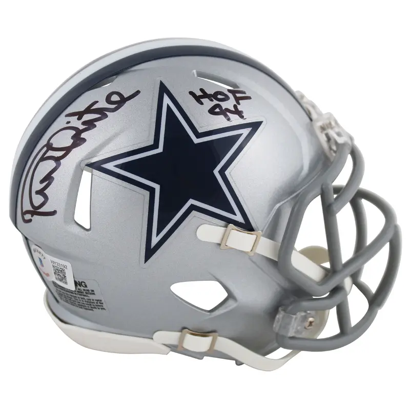 Cowboys Randy White "HOF 94" Signed Silver Speed Mini Helmet BAS Witnessed