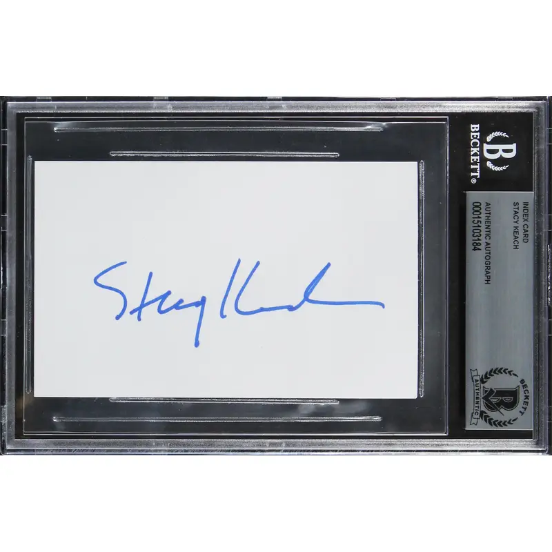 Stacy Keach The New Mike Hammer Authentic Signed 3x5 Index Card BAS Slabbed 2