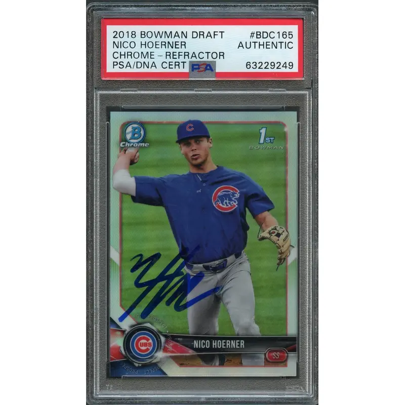 2018 Bowman Draft Refractor BD-165  Nico Hoerner Signed Card PSA Slabbed Auto Cubs