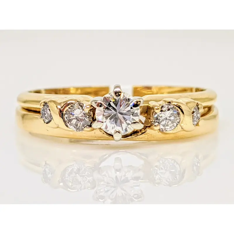 14K .41 CARAT TOTAL WEIGHT SI2 J DIAMOND ROUND (5) ESTATE RING 3.9 GRAMS