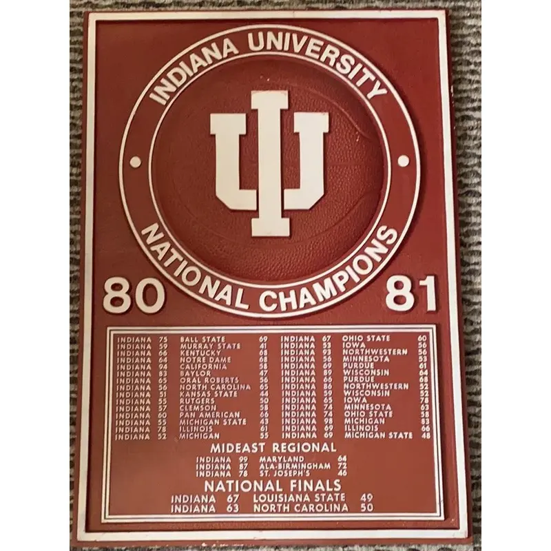 1981 Indiana University NCAA Basketball NCAA Champions Plaque